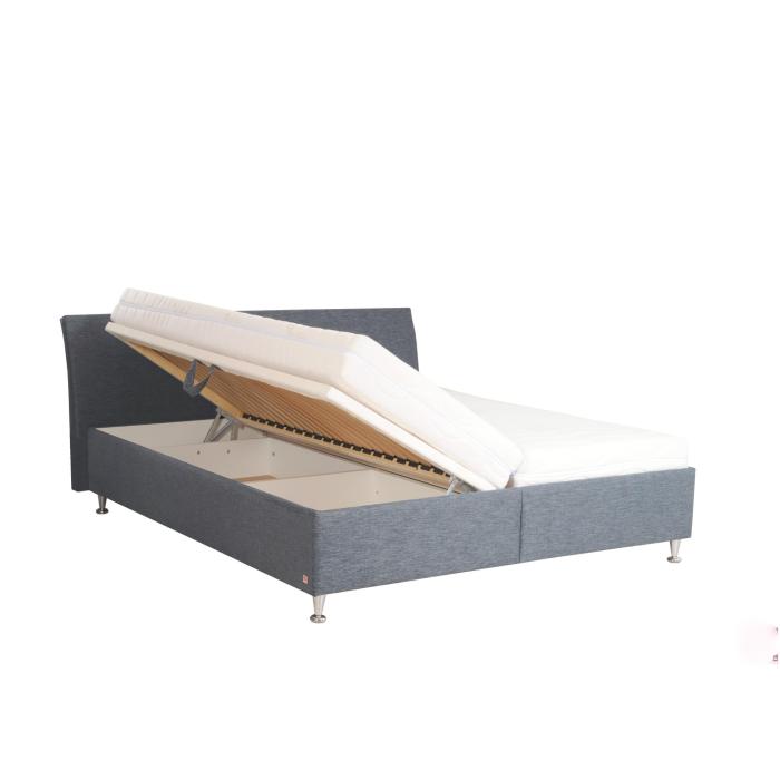 Dvoulůžková postel čalouněná na nožičkách s úložným prostorem - US