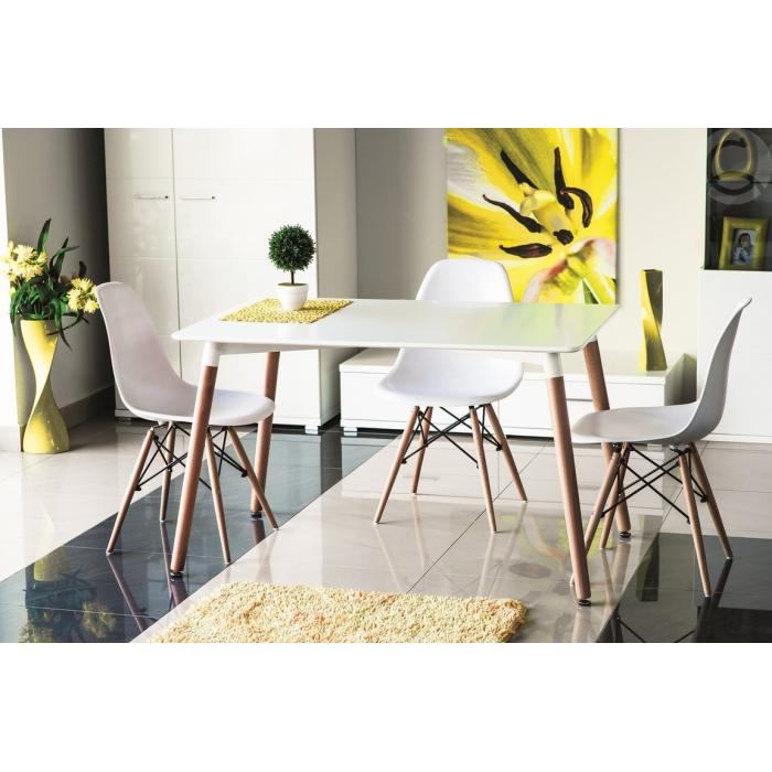 Bílý dřevěný jídelní stůl 120 x 80 - CS