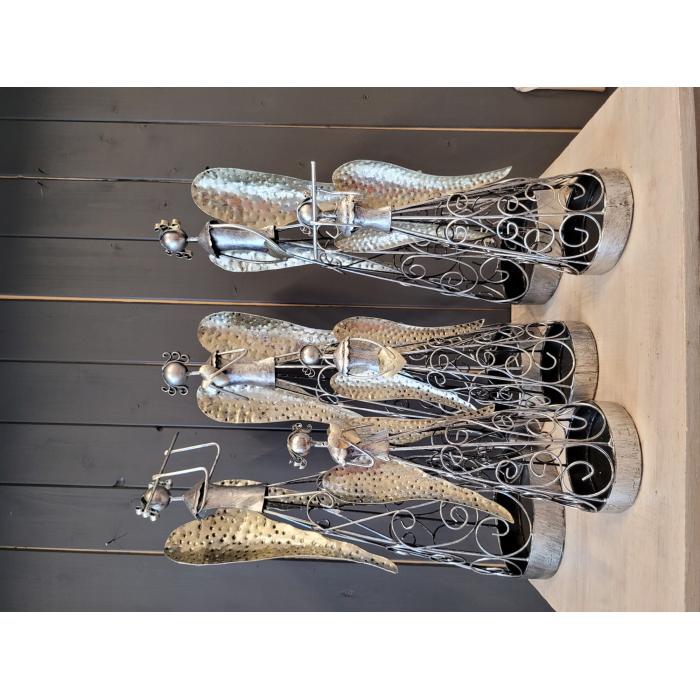 Anděl kovový se zdobenou sukní - HR, Anděl s flétnou v. 27 cm
