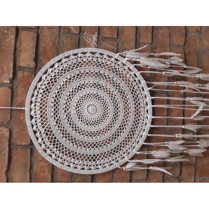 Bílý háčkovaný lapač snů - PHG, Lapač snů průměr 52 cm