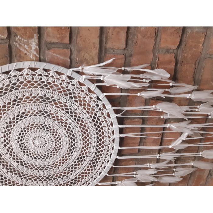 Bílý háčkovaný lapač snů - PHG, Lapač snů průměr 52 cm
