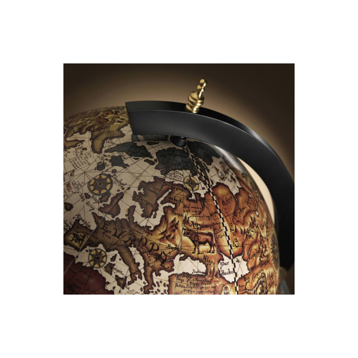 Havranní černý Globus  s mapou v teplých a jasných tónech