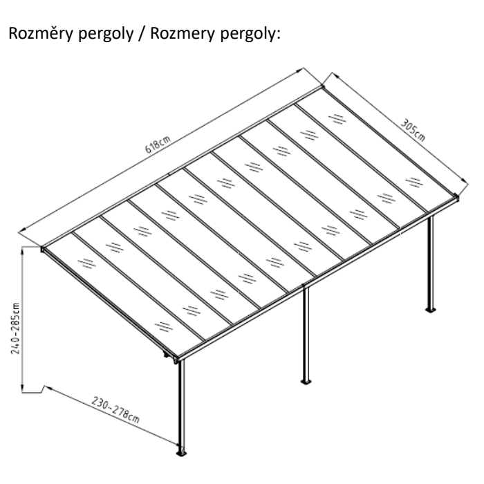 Velká zahradní hliníková pergola-RJ