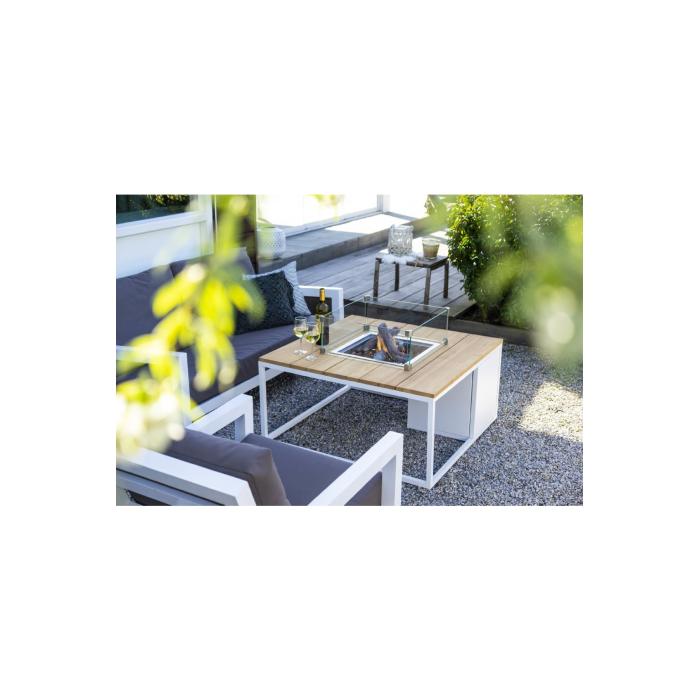 Industriální černo/šedý zahradní stůl s plynovým ohništěm - HA