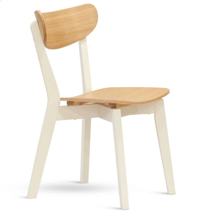 Designová bílá-dubová jídelní židle -ST