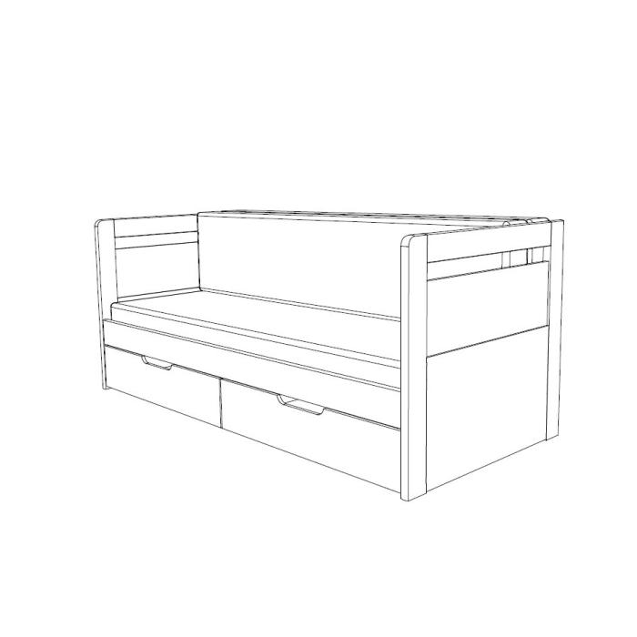 Rozkládací postel Tandem klasik - BMB, LP 76L/P 90-180x200 rovné rohy